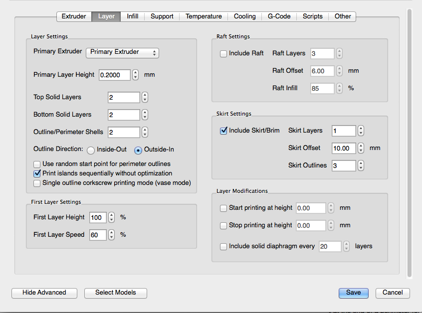 rigidbot simplify 3d settings