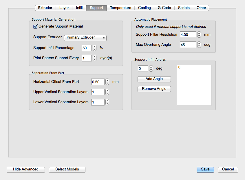 how to generate per model support in simplify 3d